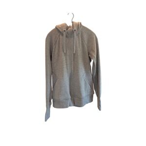 Athleta Gray Heather Full Zip Hoodie Sweatshirt Thumbholes Womens Medium